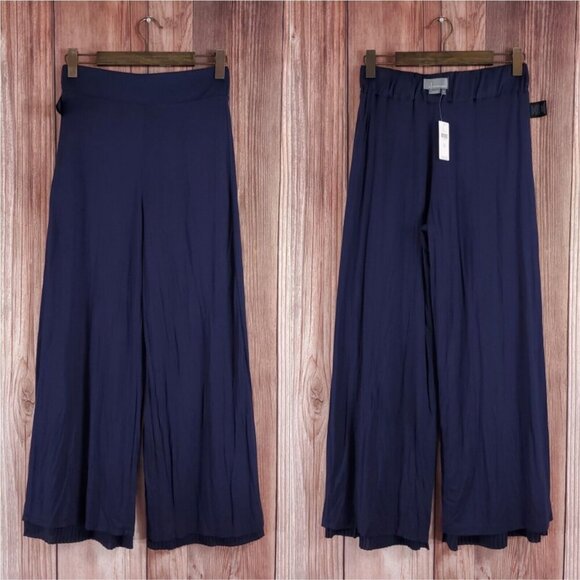 NWT Anthropologie Womens Size XS Delano Knit Wide Leg Pants Navy Blue $120 - Picture 3 of 12